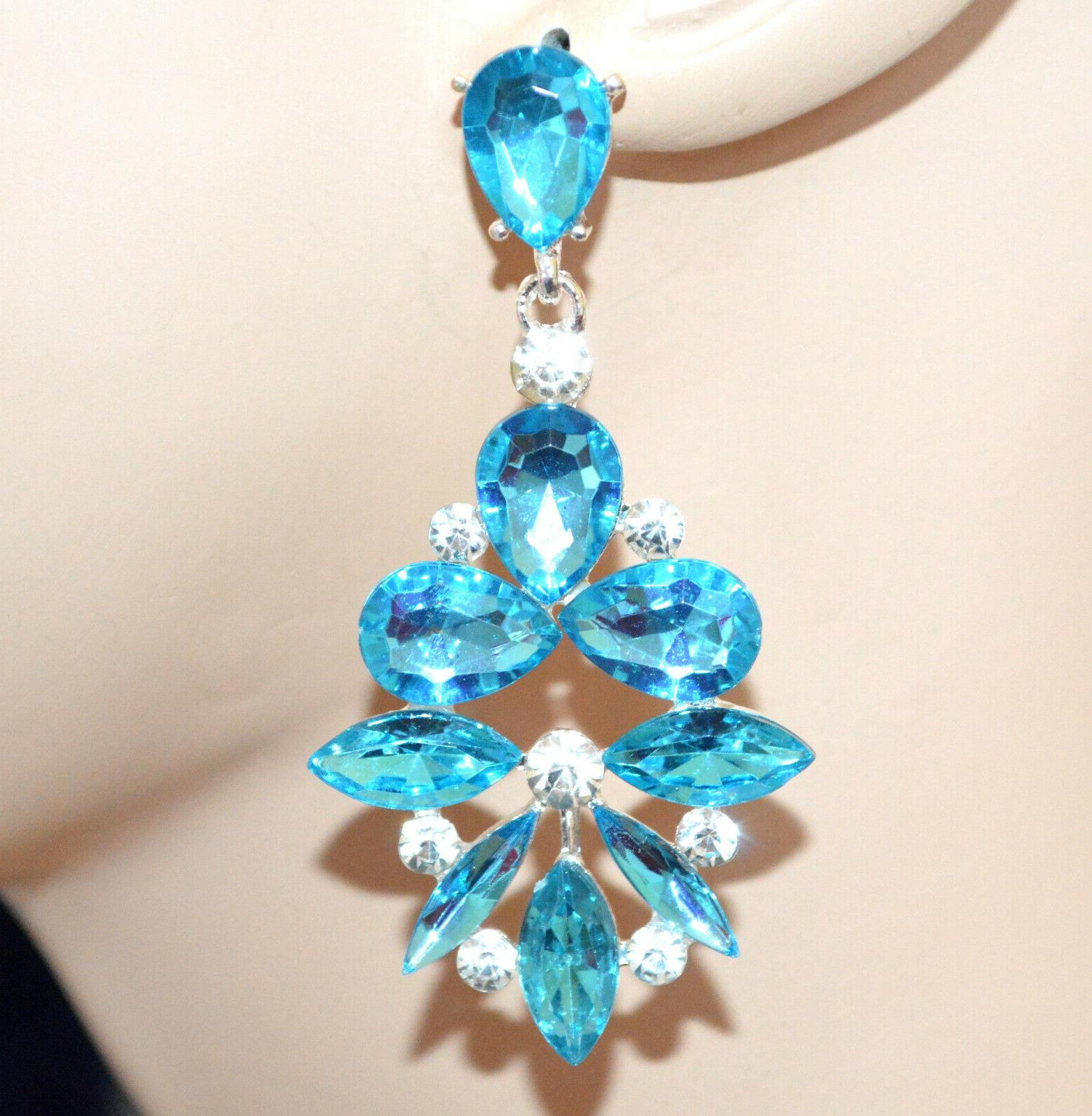 orecchini donna argento platino cristalli azzurri celesti