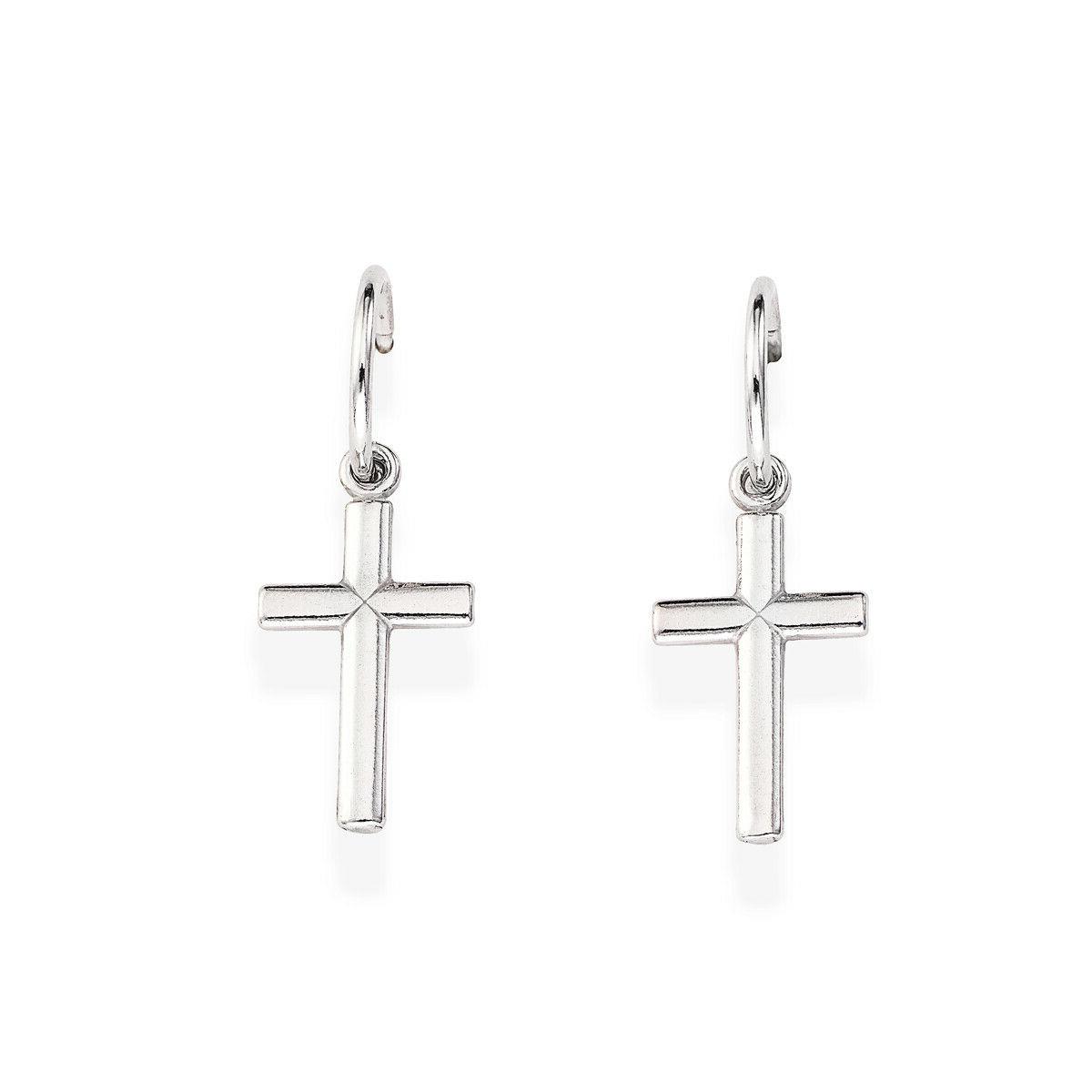 orecchini donna argento rodiato a campanella croce