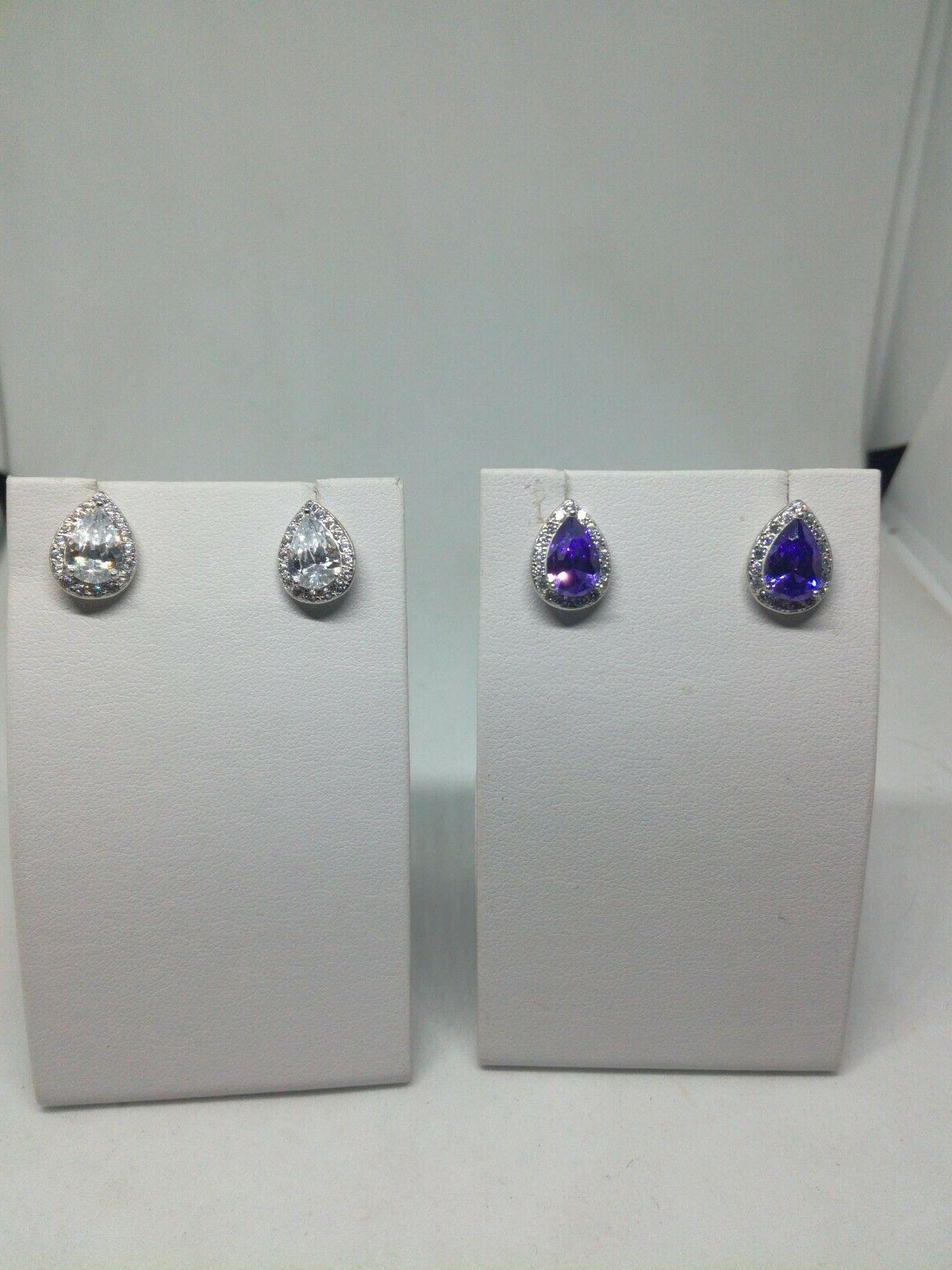 orecchini donna argento zircone ametista e bianco