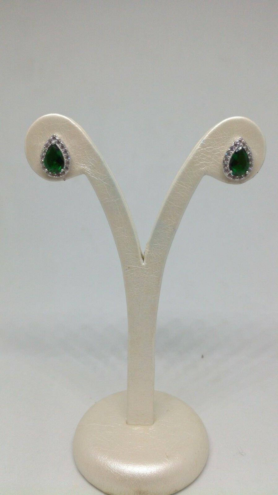 orecchini donna argento zircone smeraldo a goccia