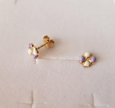 orecchini donna bambina quadrifoglio oro18ktgiallo smalto li