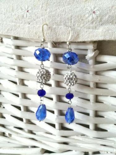 orecchini donna blu elettrico semplici lunghi leggeri