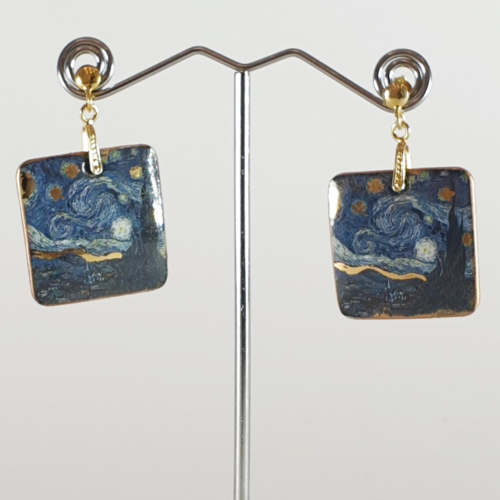 orecchini donna ceramica van gogh porcellana fatti