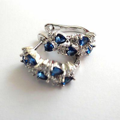 orecchini donna cerchi ovali colore argento zaffiri