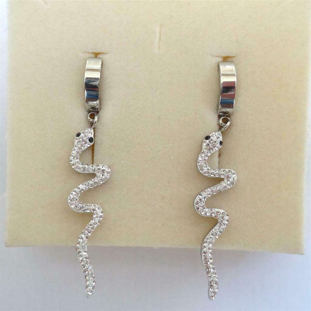 orecchini donna cerchi zirconi acciaio con serpente