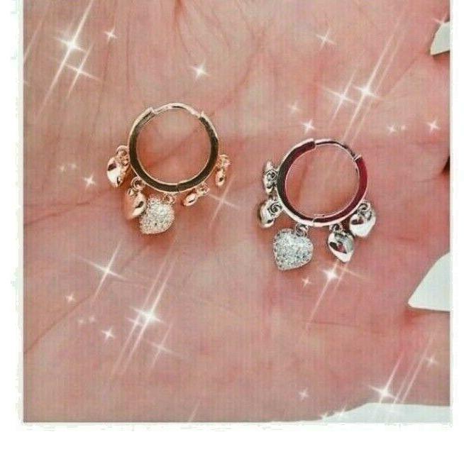 orecchini donna cerchietto con cuoricini oro argento