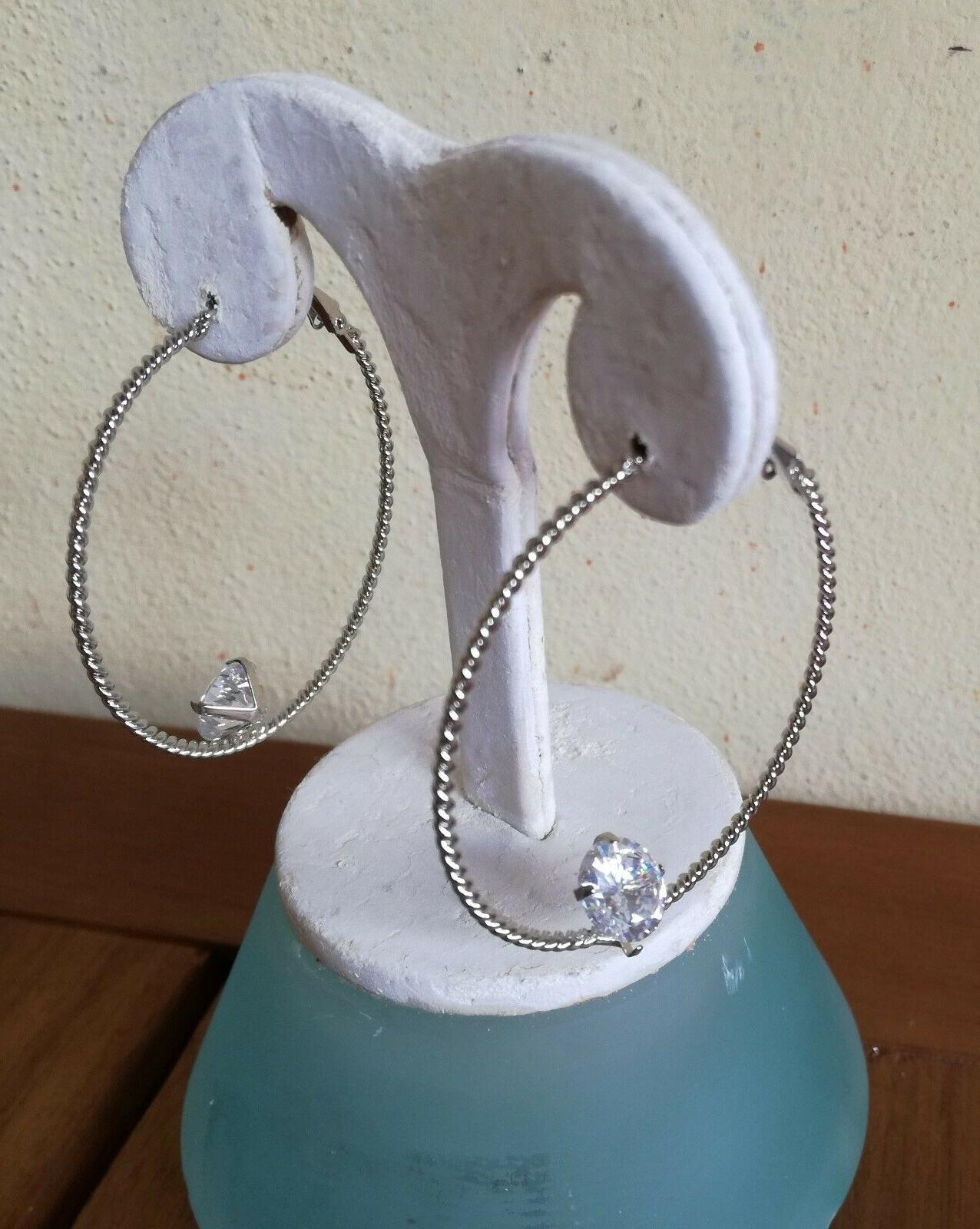 orecchini donna cerchio medio placcati oro bianco