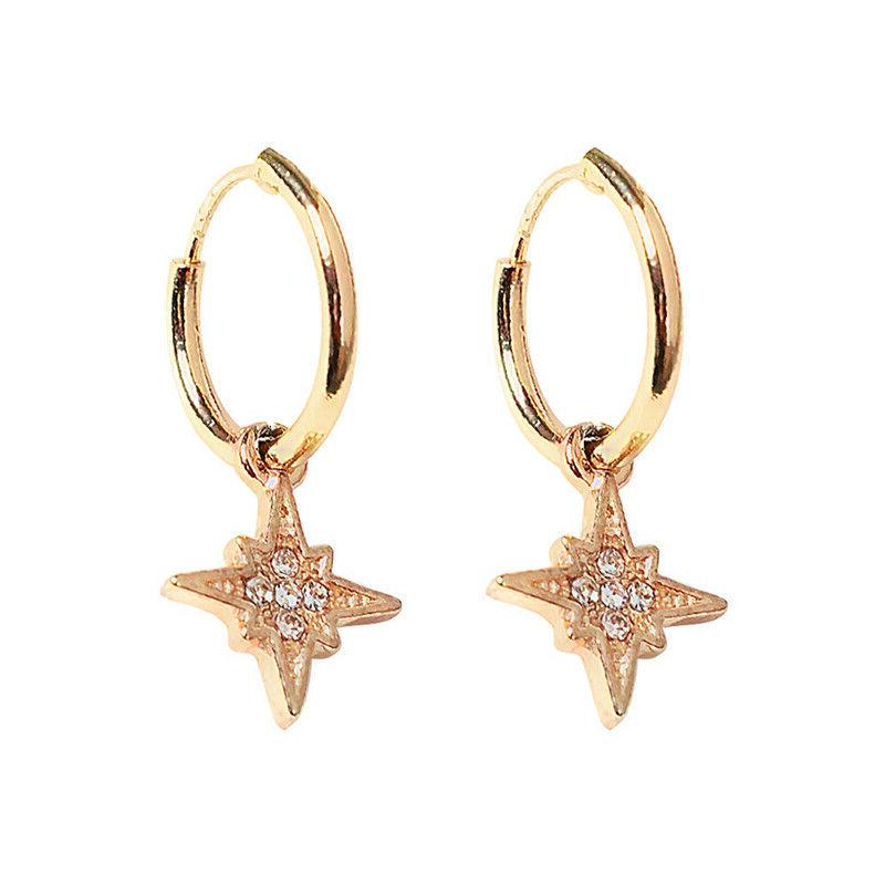orecchini donna cerchio pendente stella con strass