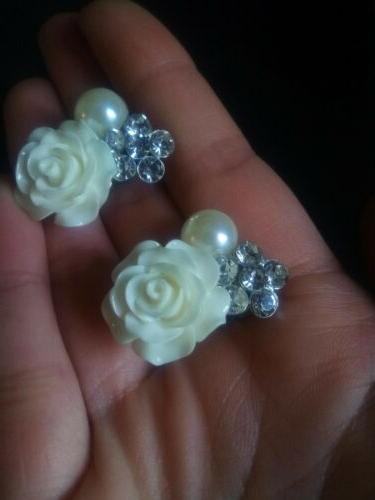 orecchini donna clip bianco perla fiore