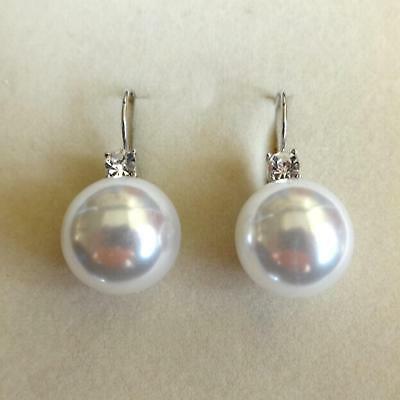 orecchini donna colore argento grande perla bianca