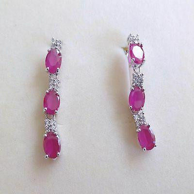 orecchini donna colore argento tennis con rubini