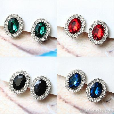 orecchini donna con strass zircone ovale colori