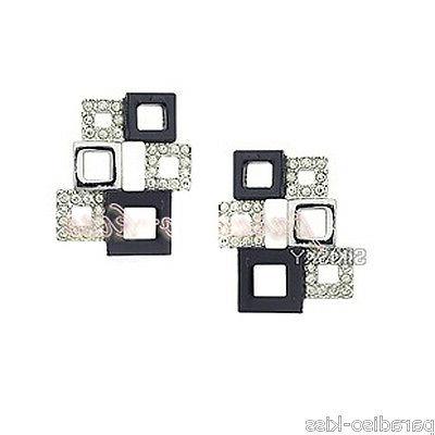 orecchini donna cristallo swarovski elements quadratini neri