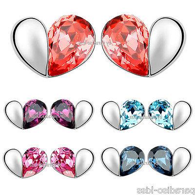 orecchini donna cristallo swarovski zircone cuore celeste