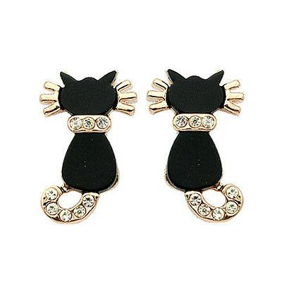 orecchini donna cristallo swarovski zircone gatto nero