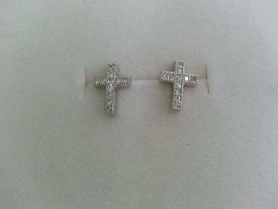 orecchini donna croce argento zirconi bianchi idea