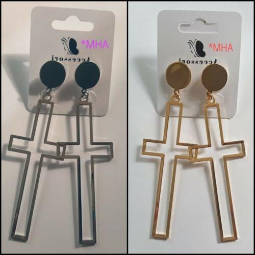 orecchini donna croce grande pendente dorata o