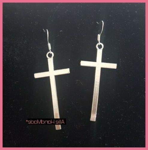 orecchini donna croce lunga argento semplice