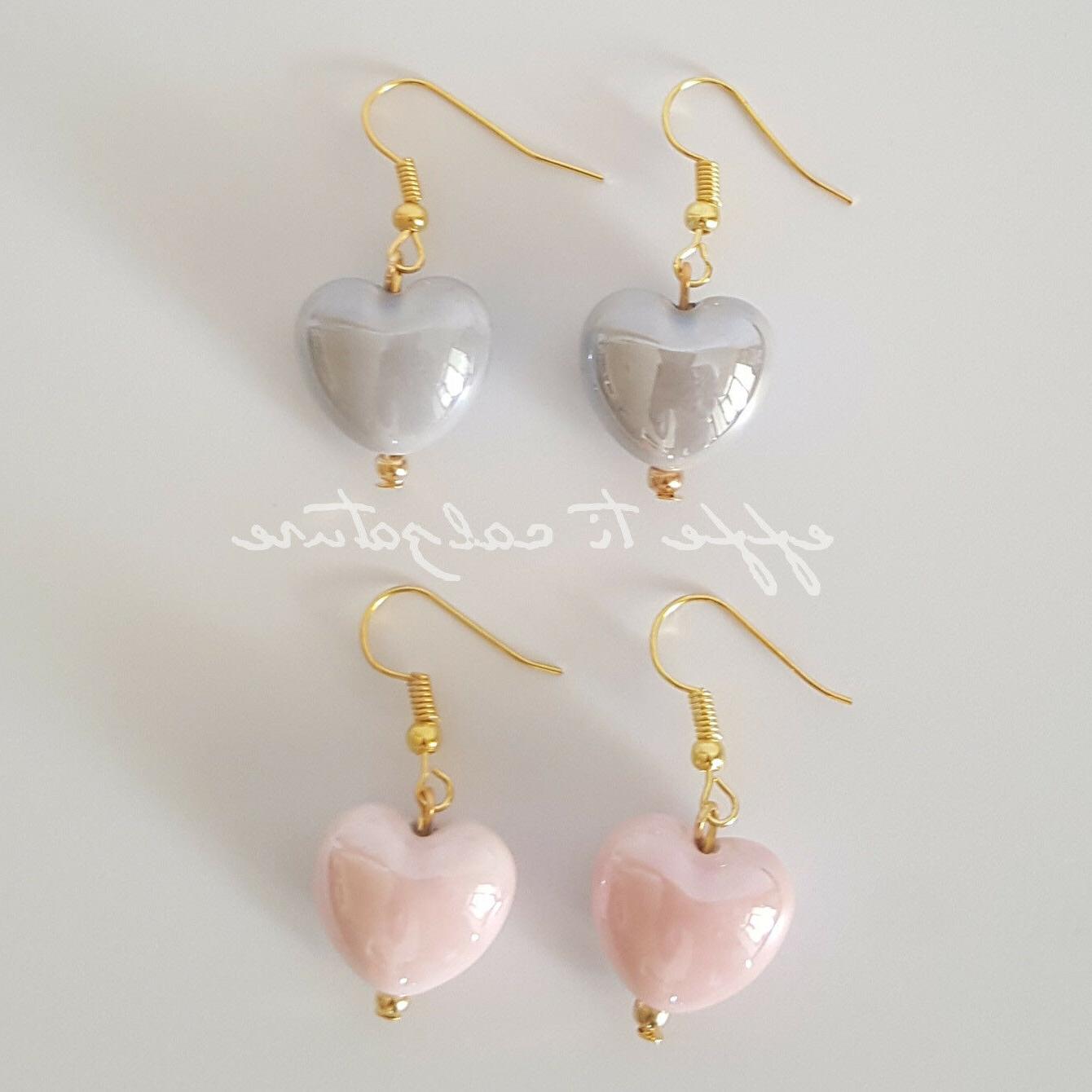 orecchini donna cuore ceramica smaltati chiusura oro