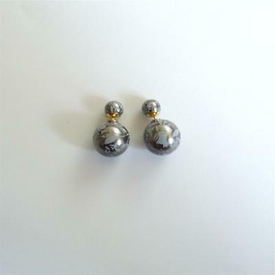 orecchini donna doppia perla sfere colore oro