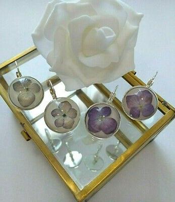 orecchini donna fiori veri pendenti donna ortensia