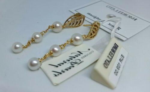 orecchini donna foglie sakh23 pendenti con perle