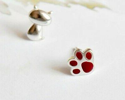 orecchini donna gatto zampa impronta rosso argento