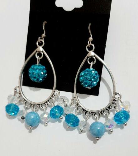 orecchini donna goccia azzurri celesti cristalli scintillant