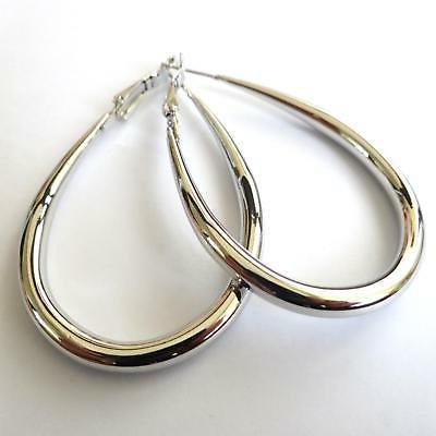 orecchini donna grandi cerchi ovali colore argento