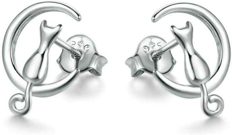 orecchini donna in argento 925 gatto luna