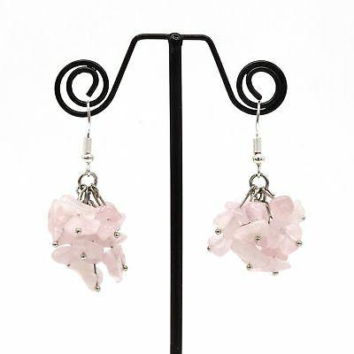 orecchini donna in quarzo rosa a grappolo