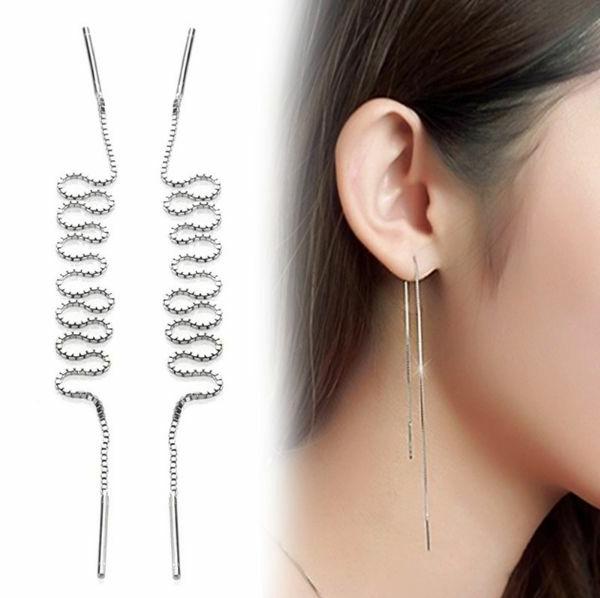 orecchini donna luce pendenti lunghi color argento