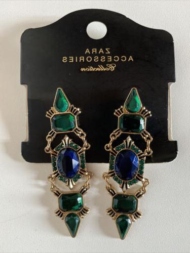 orecchini donna lunghi pendenti oro pietre verdi