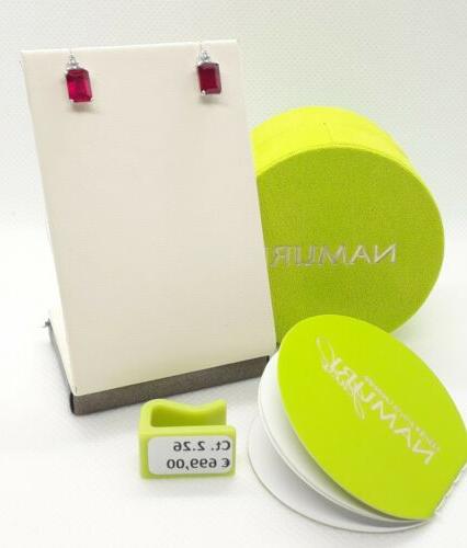 orecchini donna oro bianco 18kt rubini rettangolari