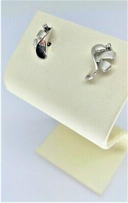 Donna Oro Bianco 750 18k A Lobo Fiore Boucles Oreilles Or Bl
