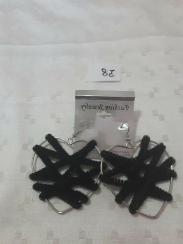 orecchini donna pendente cuore grande colore nero