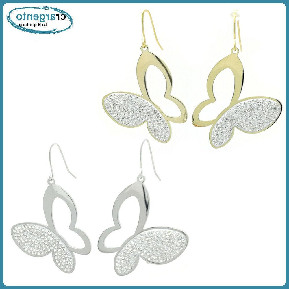 orecchini donna pendenti acciaio bigiotteria farfalla con