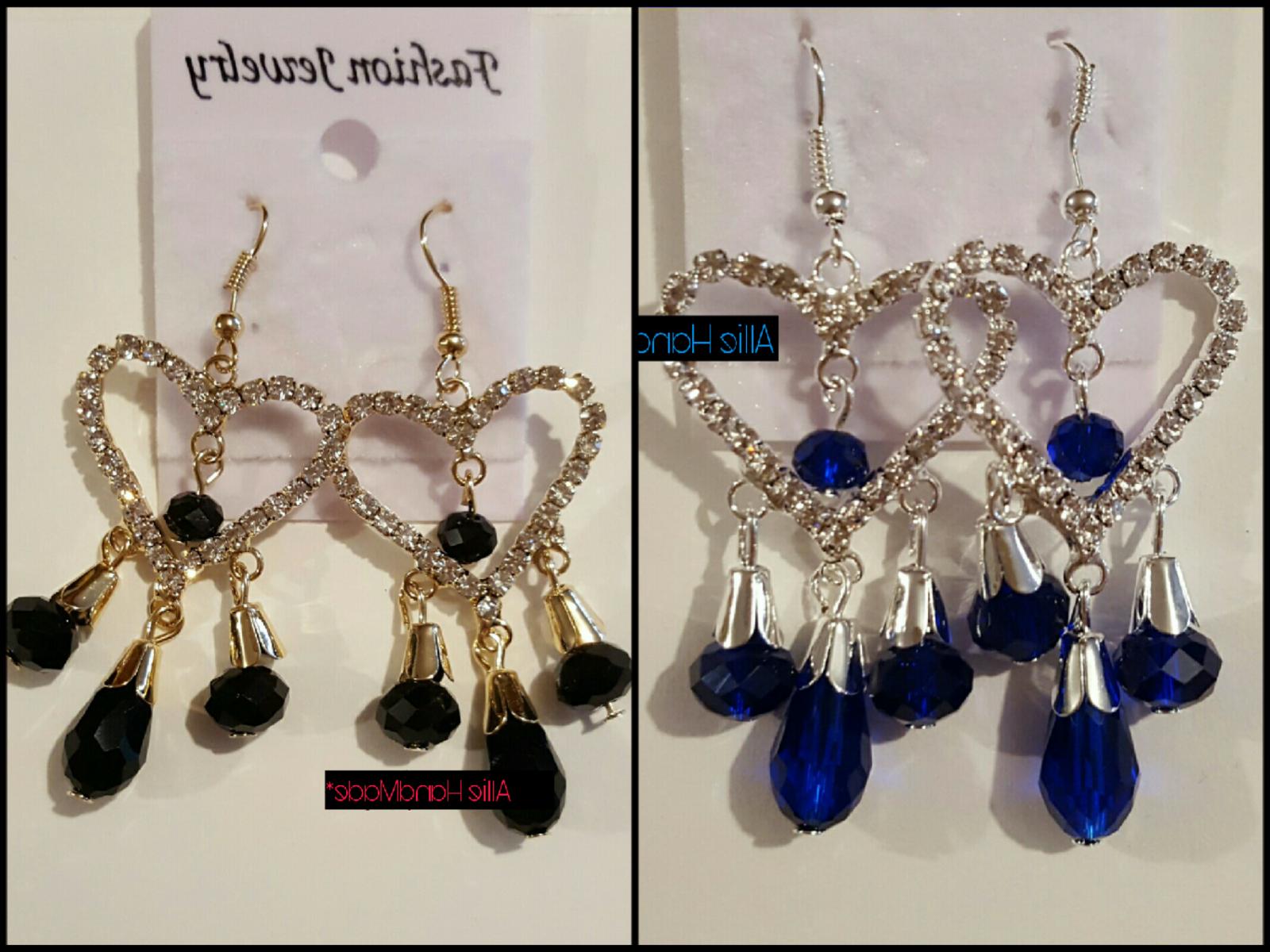 orecchini donna pendenti ciondolo cuore con strass