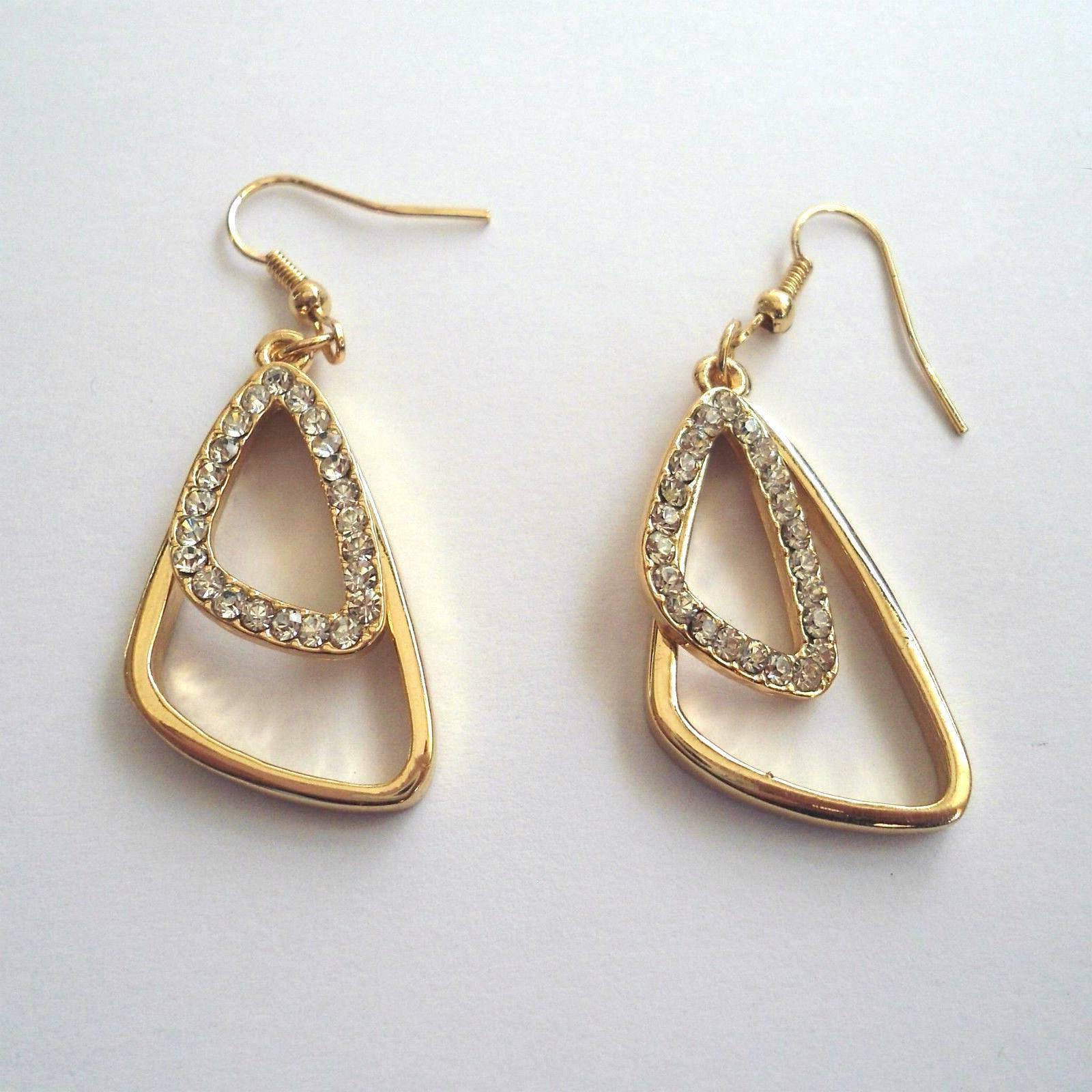 orecchini donna pendenti colore oro doppio triangolo