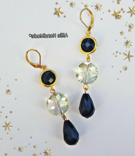 orecchini donna pendenti con cristalli luminosi oro