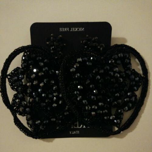 orecchini donna pendenti cuore grandi nero materiali