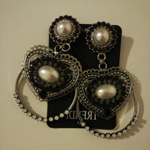 orecchini donna pendenti cuori cerchio metallo trendi