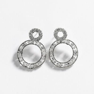 orecchini donna pendenti dischi scintillant zirconi earrings