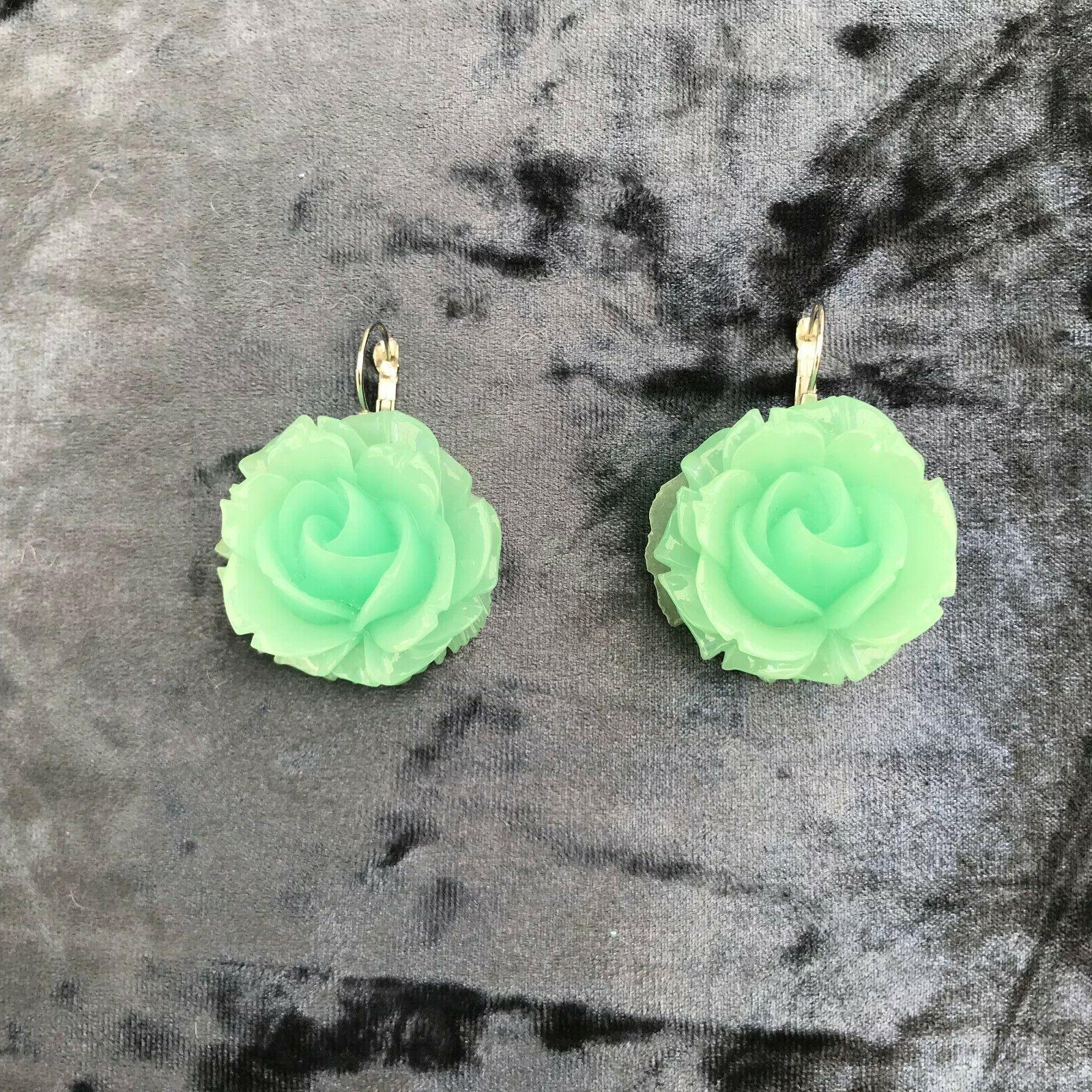 orecchini donna pendenti fiori verde acqua