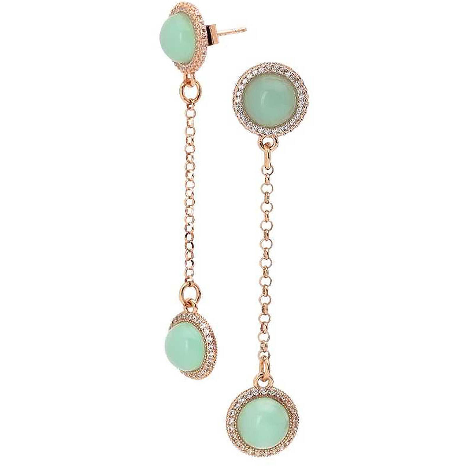 orecchini donna pendenti lunghi cristalli verde acqua