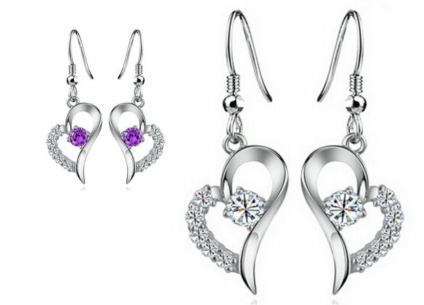 orecchini donna pendenti lunghi cuore paio set
