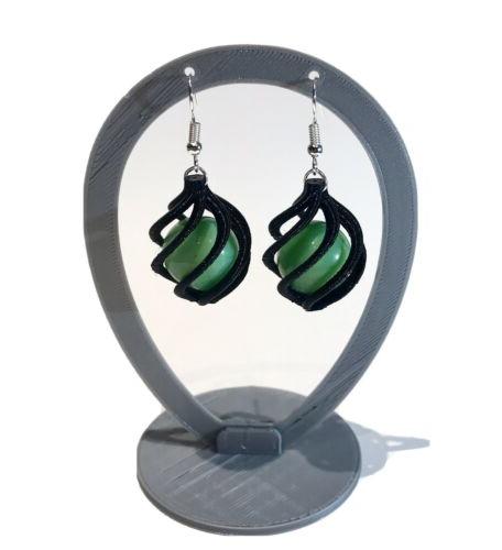 orecchini donna pendenti neri con pietra verde