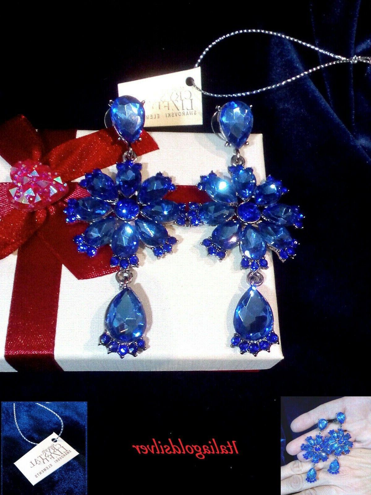 orecchini donna pendenti originali cristalli blu argento