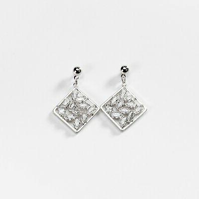 orecchini donna pendenti rombi squadrati zirconi earrings