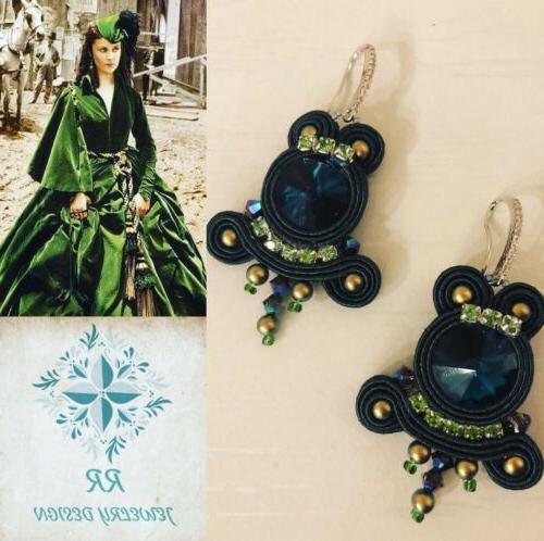 orecchini donna pendenti soutache verde